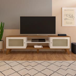 Rack para TVs até 75 Polegadas 2 Portas Charlotte Cinamomo e Off White