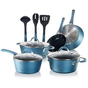 Conjunto de Panelas com Revestimento Antiaderente Espátulas Incluídas, 11 Peças, NUTRICHEF NCCW11BL, Azul