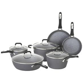 Conjunto de Panelas e Frigideiras Antiaderentes, 10 Peças, BIALETTI 07559, Cinza