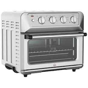 Forno Elétrico 21 Litros 7 em 1 em Aço Inoxidável Multifuncional com 4 Acessórios, 110V 1800W, HOMCOM, Prata