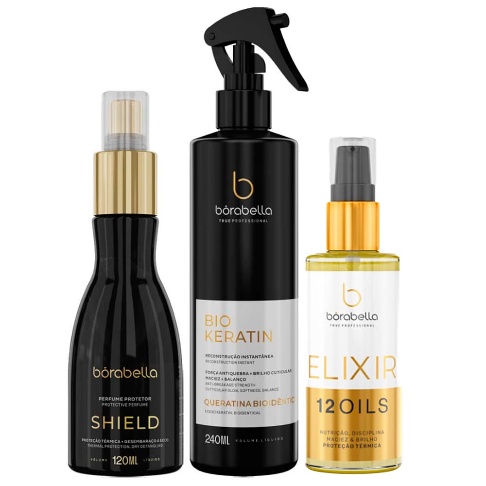 Kit Bórabella Shield , Elixir 12 Óleos, Biokeratin Queratina