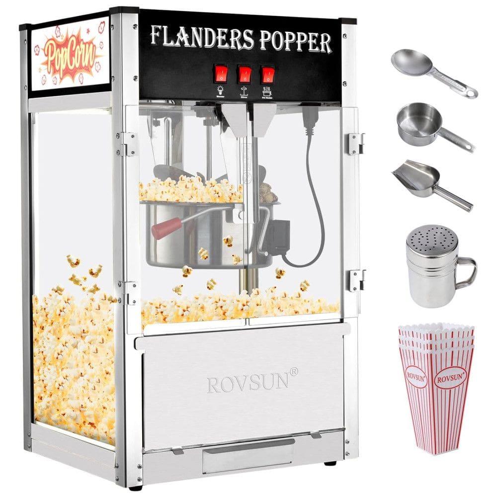 Pipoqueira ROVSUN com Panela de 473 ml, Faz Pipoca para Balcão, Comercial com Pá Inox, Colher de Óleo e 710 ml de Copos