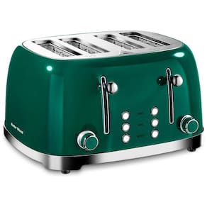 Torradeira Elétrica Retrô 4 Fatias em Aço Inoxidável com 6 Níveis de Tostagem e Slot Extremamente largo, 800W, Roter Mond, Verde
