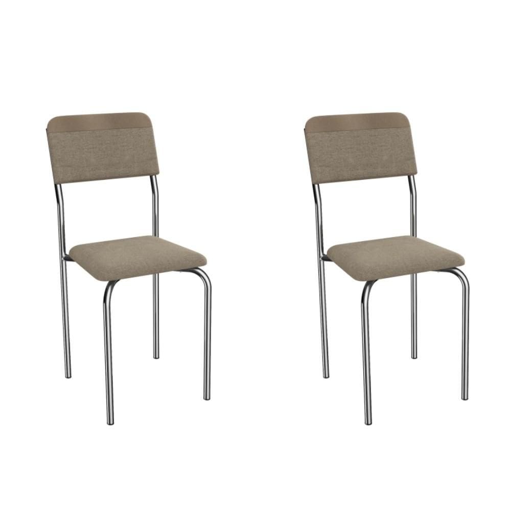 Cadeira de Jantar Kappesberg Ibiza de Metal com Assento Estofado Cor Linho Fendi 2 Unidades