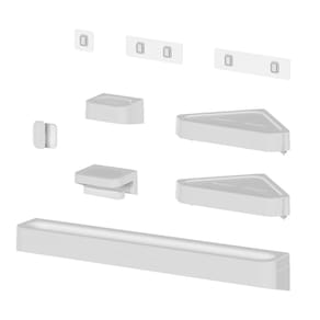 Kit Banheiro 6 Peças Saboneteira + Porta Papel Higiênico + 2 Porta Shampoo + Toalheiro + Gancho + Adesivos Branco Ou