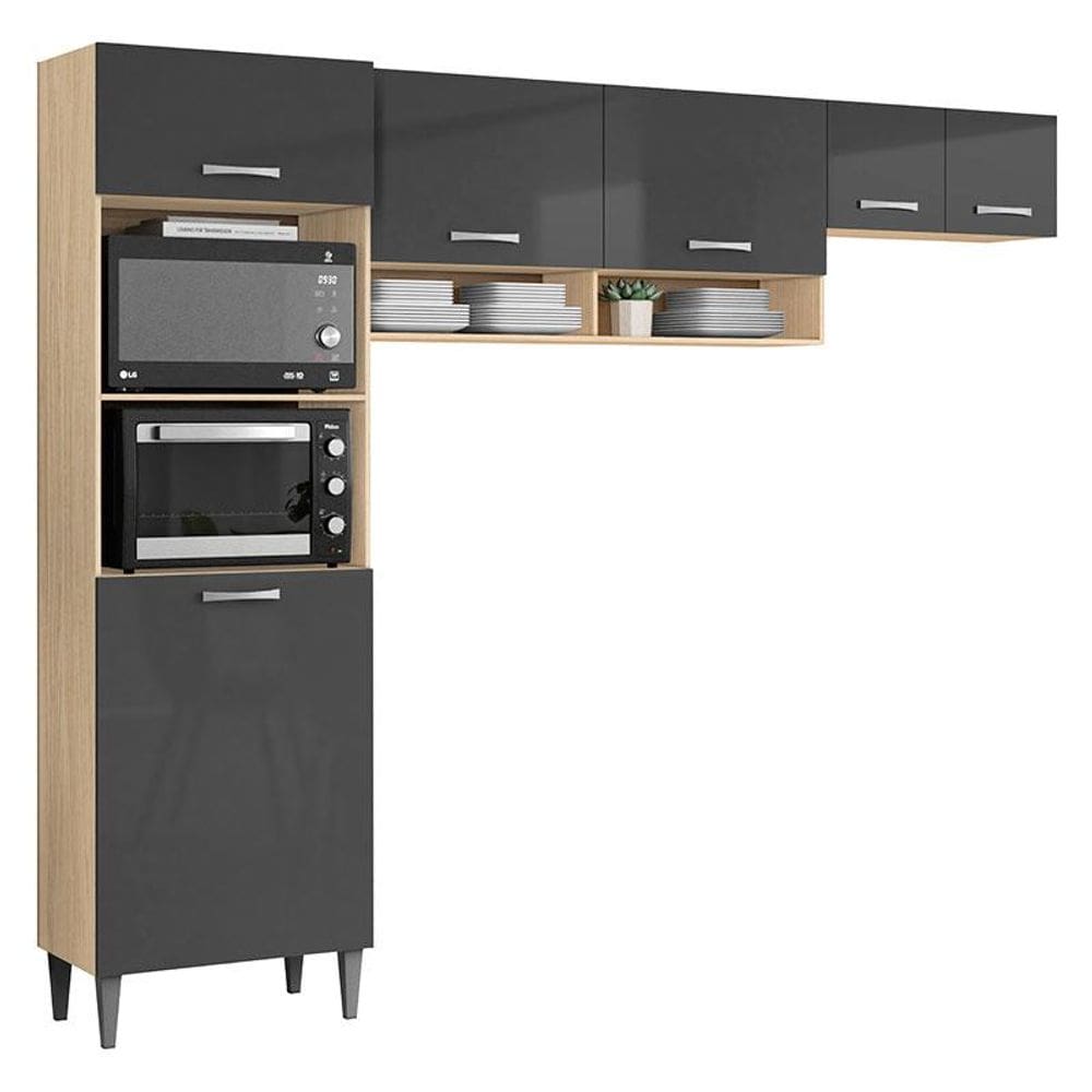 Kit Cozinha Atenas 2012180 Avena Grafite - Aramóveis