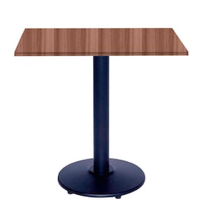 Mesa Bistrô Ferro Preto 111,50 cm (Alt) Disco Redondo Tampo MDP Quadrado 60 cm (Larg) x 2,50 cm (Alt) Walnut