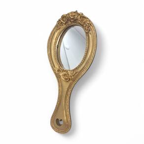 Espelho Pequeno Dourado Brilhante Umbanda Candomblé 13 cm