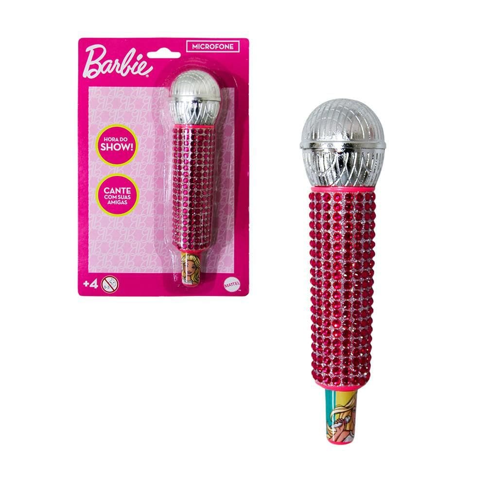 Brinquedo Microfone Barbie Toyng Com Brilho, Estiloso Para Cantar E Brincar