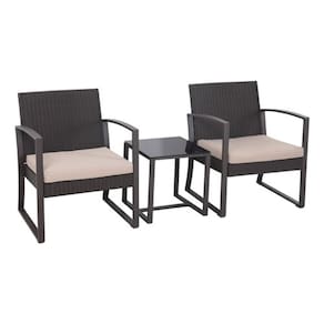Conjunto Varanda E Jardim 3 Pecas Aco Vime Rattan - Square