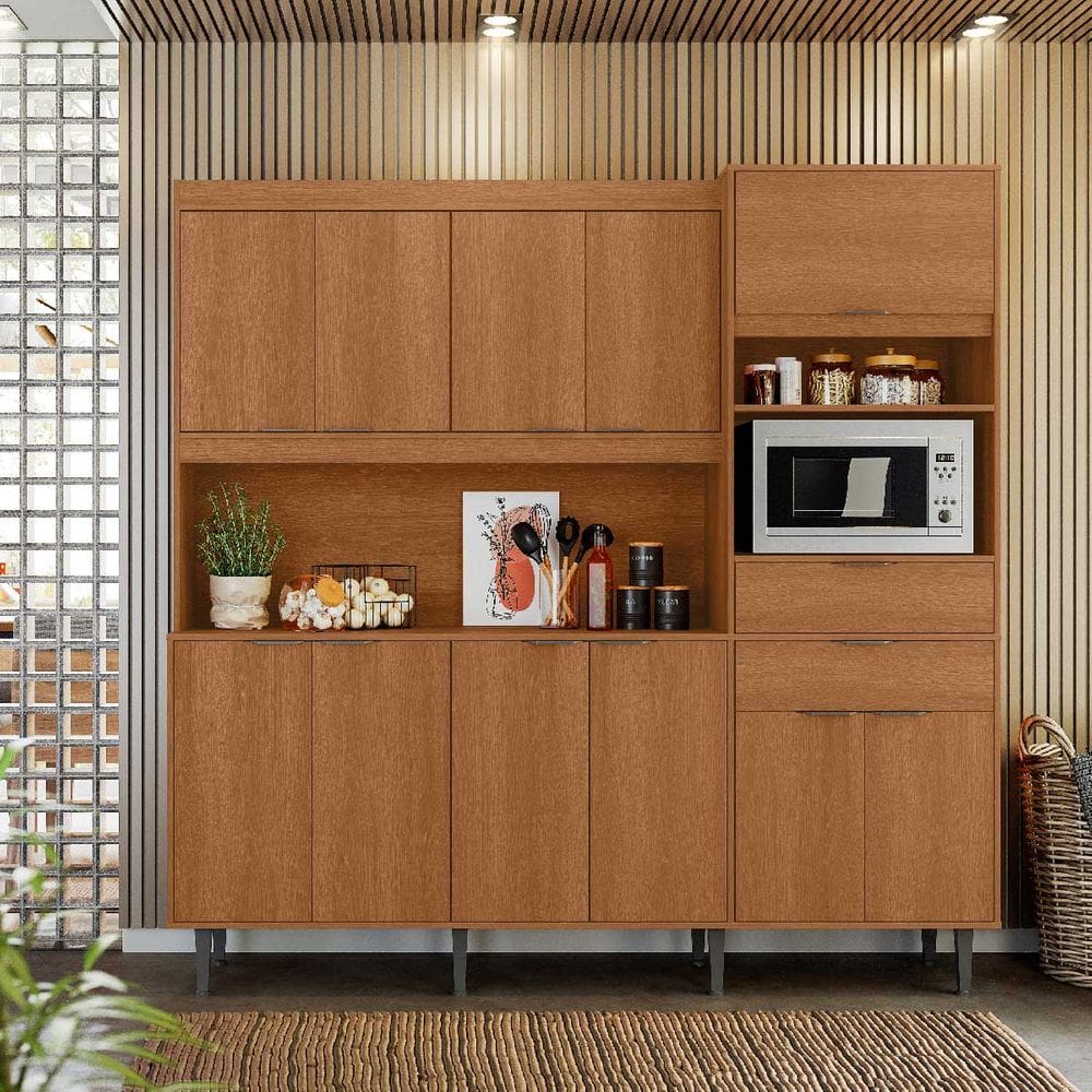 Armário de Cozinha 11 Portas 2 Gavetas Bahamas Jequitibá - Lukaliam