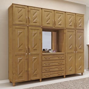 Guarda-Roupa 10 Portas 4 Gavetas Imbuia Capelinha Madeira Pinus - Cavazotto