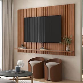 Painel Dallas para TV até 75 polegadas com 1 Prateleira Jequitibá/Off White - Lukaliam