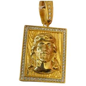 Pingente Jesus Quadrado Cravejado - Banhado A Ouro 18K