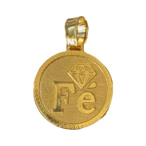 Pingente Fé Diamante - Banhado A Ouro 18K
