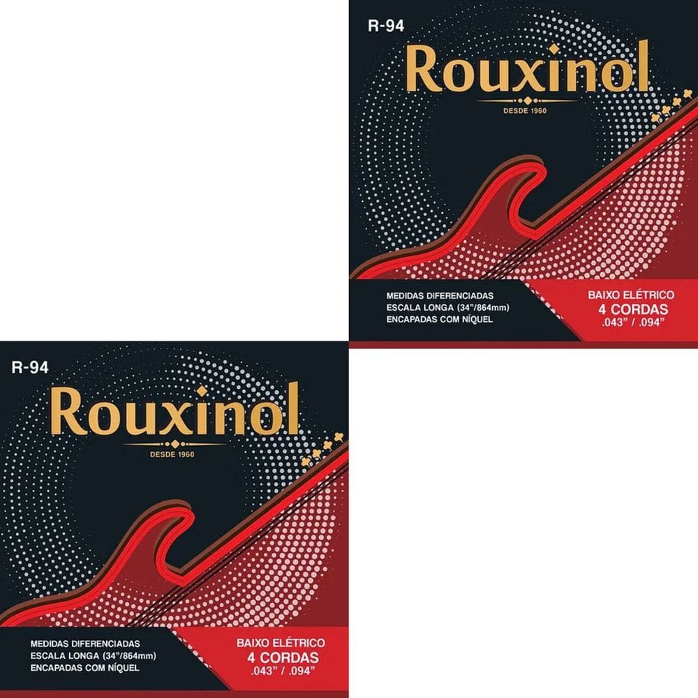 Kit 2 Encordoamento Baixo Elétrico 4 Cordas R94 0.43" Rouxinol PRR94L