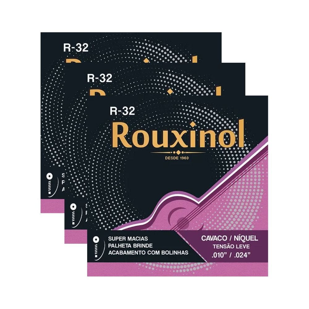 Kit 3 Encordoamento Cavaquinho Tensão Leve “0.24 R32 Rouxinol