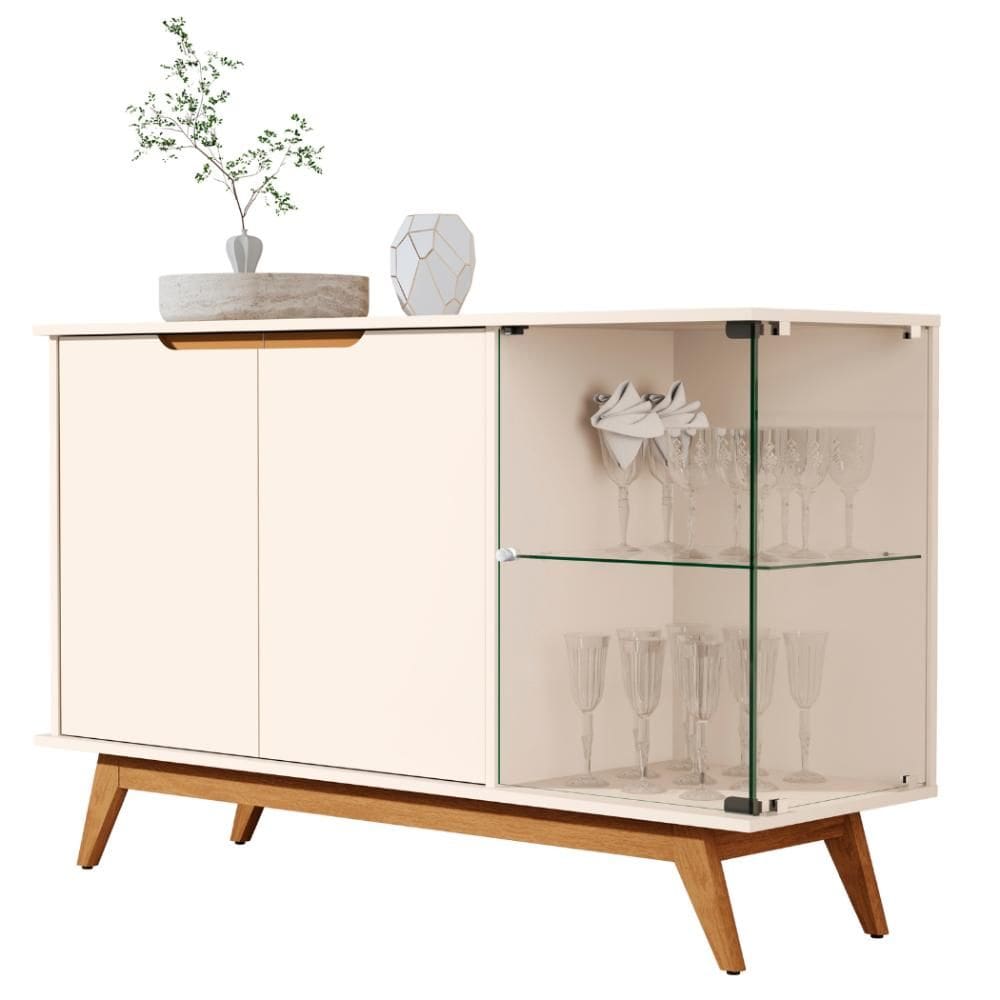 Buffet Aparador Tucumã Puxador Usinado Off White JB Bechara