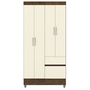 Guarda Roupa 102 cm 4 Portas PLUS 10090 Imbuia Champanhe VLR