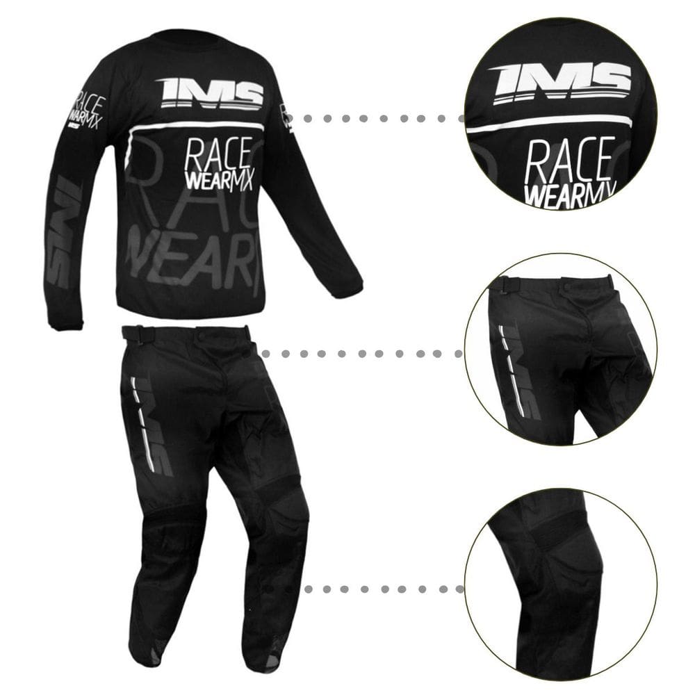 Conjunto Camisa Calça Ims Mx 2025 Trilha Motocross Preto