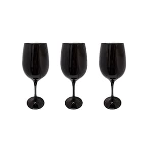 Conjunto 3 Taças Vidro Preta Vinho Água 490ml Nadir