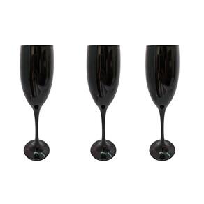 Conjunto 3 Taças Vidro Preta Champagne 190 ml Nadir