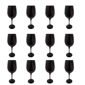 Conjunto 12 Taças Vidro Preta Vinho Água 490ml Nadir