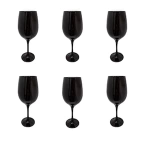 Conjunto 6 Taças Vidro Preta Vinho Água 490ml Nadir