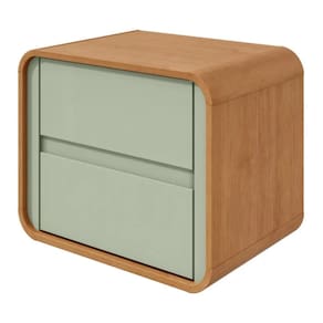 Mesa de Cabeceira 2 Gavetas Loop Amêndoa Clean e Salvia