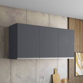Armário Aéreo 3 Portas 120cm Andréia Cinza AJL Móveis