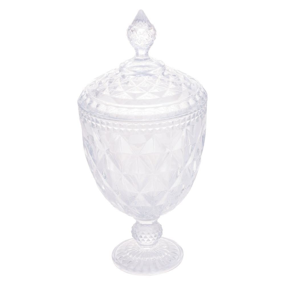 Bomboniere Potiche de Cristal C/Pé Diamond Transparente 32x15cm Lyor