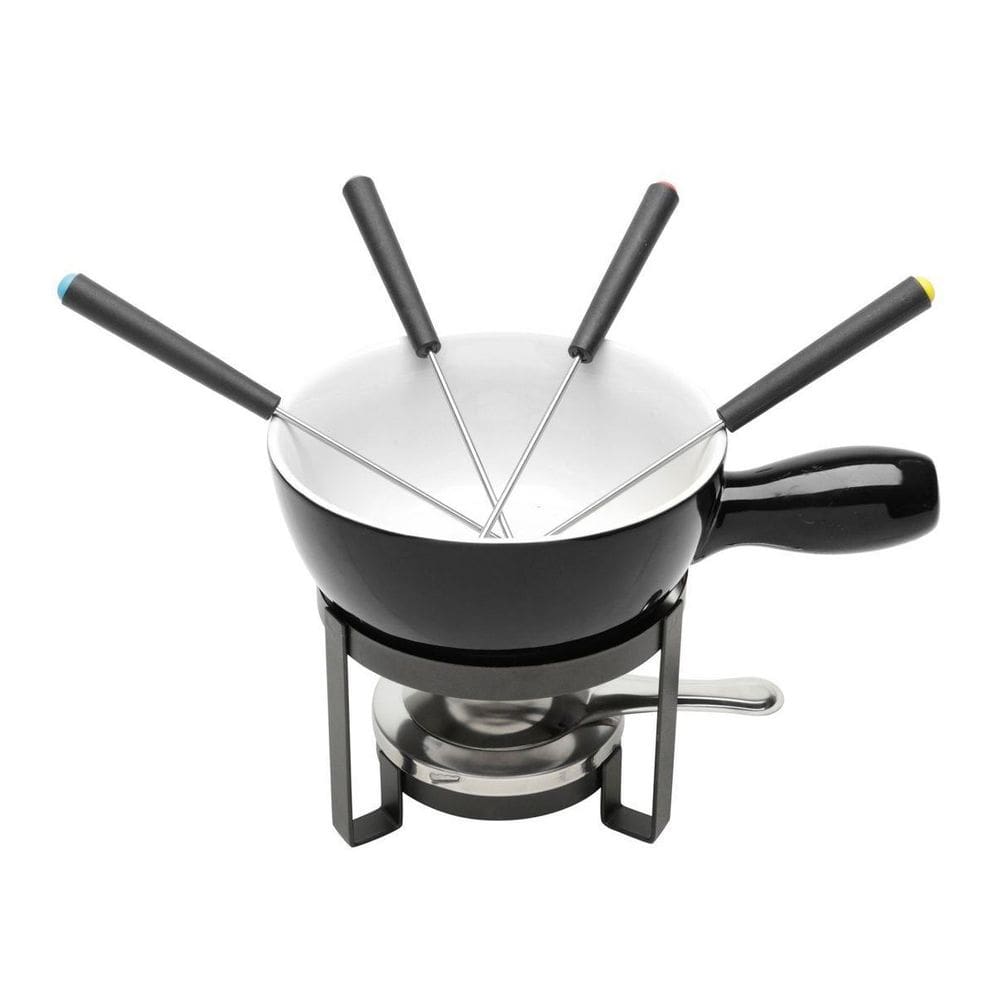 Aparelho de Fondue Cerâmica Preto 8 Peças Lyor