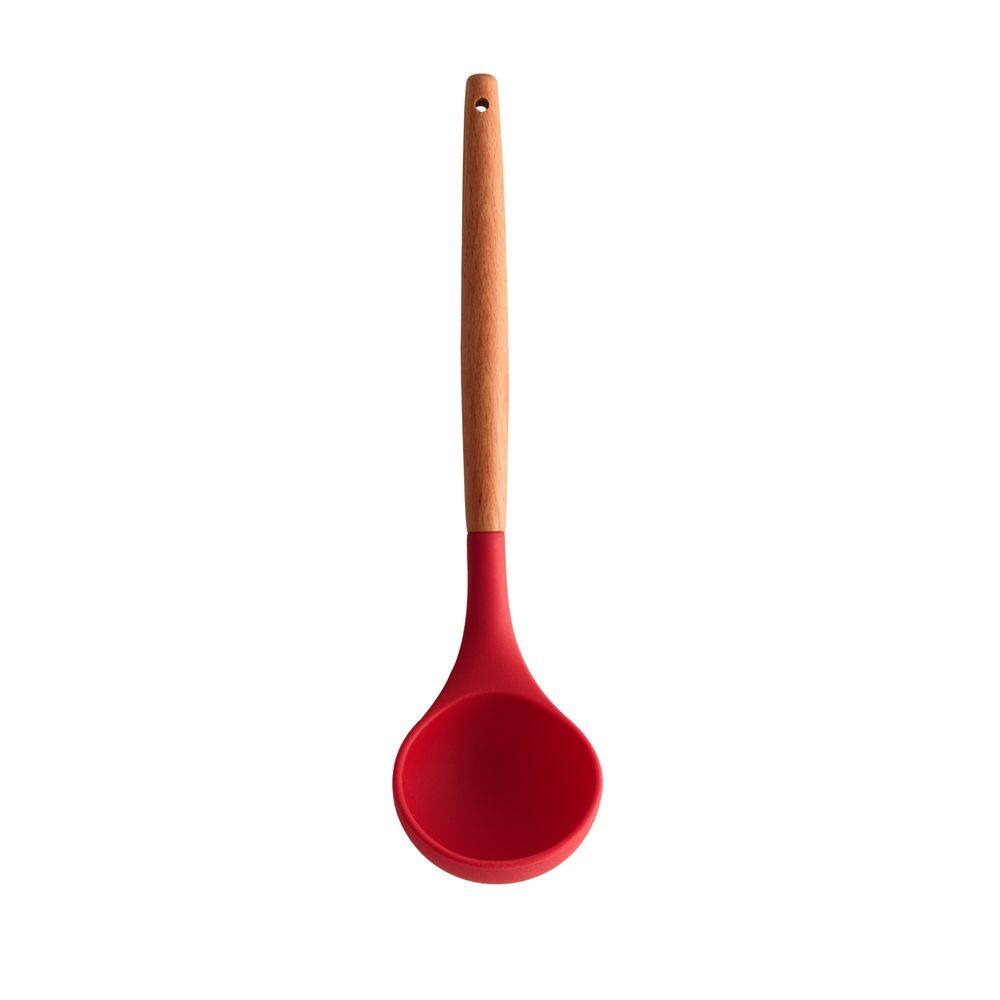 Concha de Silicone Vermelho Com Cabo de Bambu Charmy Lyor