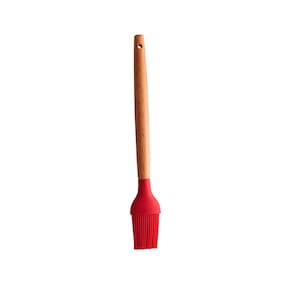 Pincel Culinário Silicone Vermelho C/ Cabo de Bambu Charmy Lyor