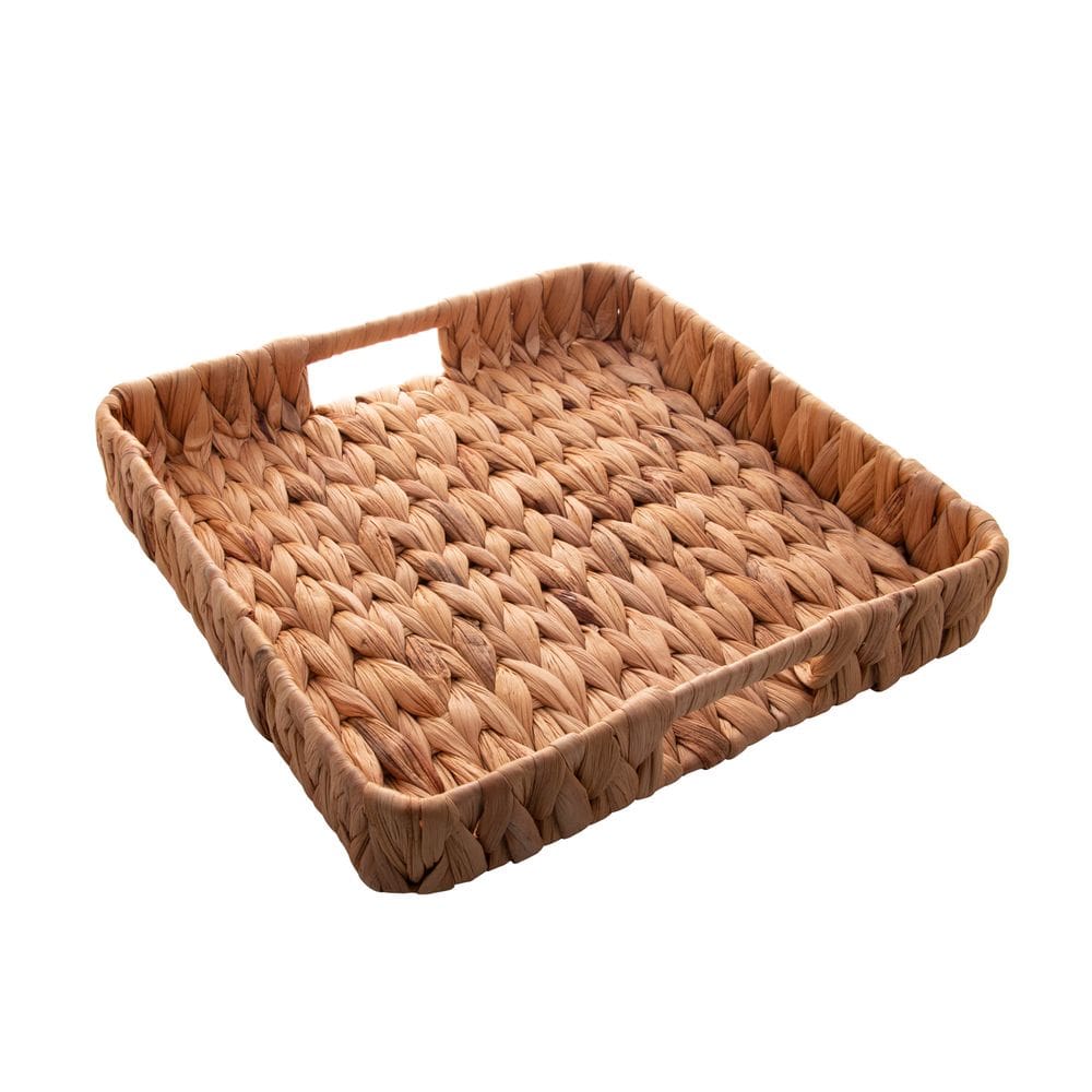Bandeja Quadrada em Fibra Natural Com Alça 30cm Lyor