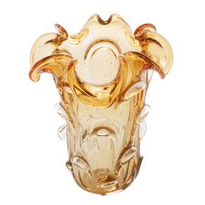 Vaso Decorativo de Vidro Murano Escamado Italy Âmbar 24x18cm Lyor