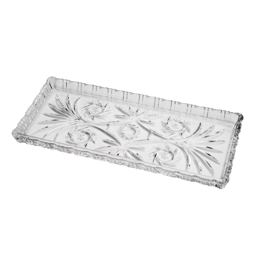 Travessa Retangular de Cristal Dragon Transparente 34x15cm Lyor