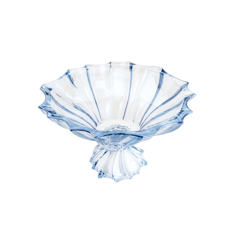 Centro de Mesa Decorativo de Cristal C/Pé Paradise Azul Metalizado 20x34cm Wolff