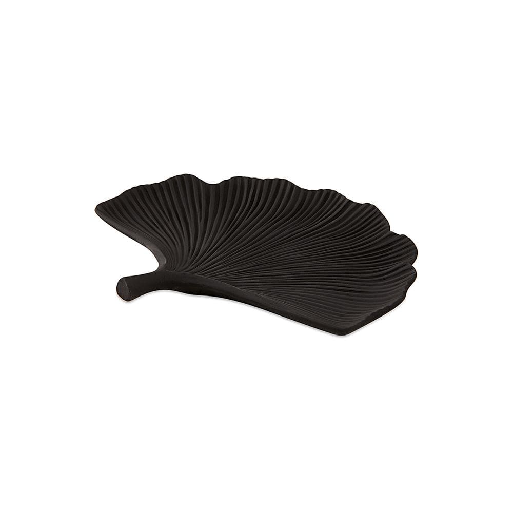 Centro de Mesa Decorativo Folha Ginkgo Biloba Preta em Poliresina 4x36,5cm Mart