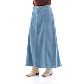Saia Jeans Feminina Arauto Evasê Com Recortes