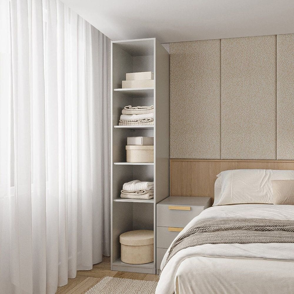 Guarda-roupa Modular 40cm sem Portas com Prateleiras Jade Cabecasa Madeiramadeira Cinza Urbano