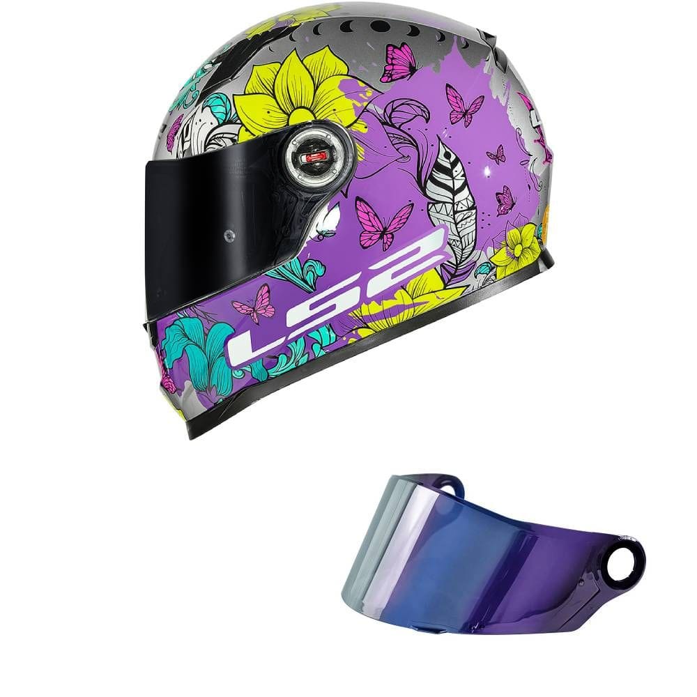 Capacete LS2 FF358 Dreamcatcher Cinza e Rosa Mais Viseira Camaleão