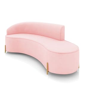 Sofá 4 Lugares Orgânico 220cm Pé Dourado Morgan Suede Rosa Bebê D03 - D`Rossi