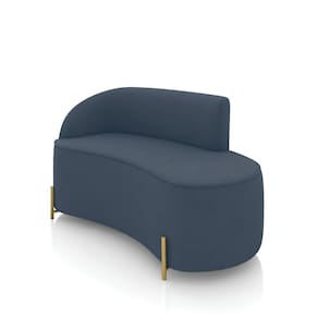 Sofá 2 Lugares Orgânico 140cm Pé Dourado Morgan Suede Azul Mar D03 - D`Rossi