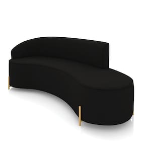 Sofá 4 Lugares Orgânico 220cm Pé Dourado Morgan Suede Preto D03 - D`Rossi
