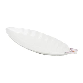 Travessa de Porcelana Branca Folha Borboletas 31x11,5cm Wolff