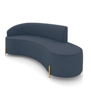 Sofá 4 Lugares Orgânico 220cm Pé Dourado Morgan Suede Azul Mar D03 - D`Rossi