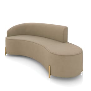 Sofá 4 Lugares Orgânico 220cm Pé Dourado Morgan Suede Marrom R D03 - D`Rossi