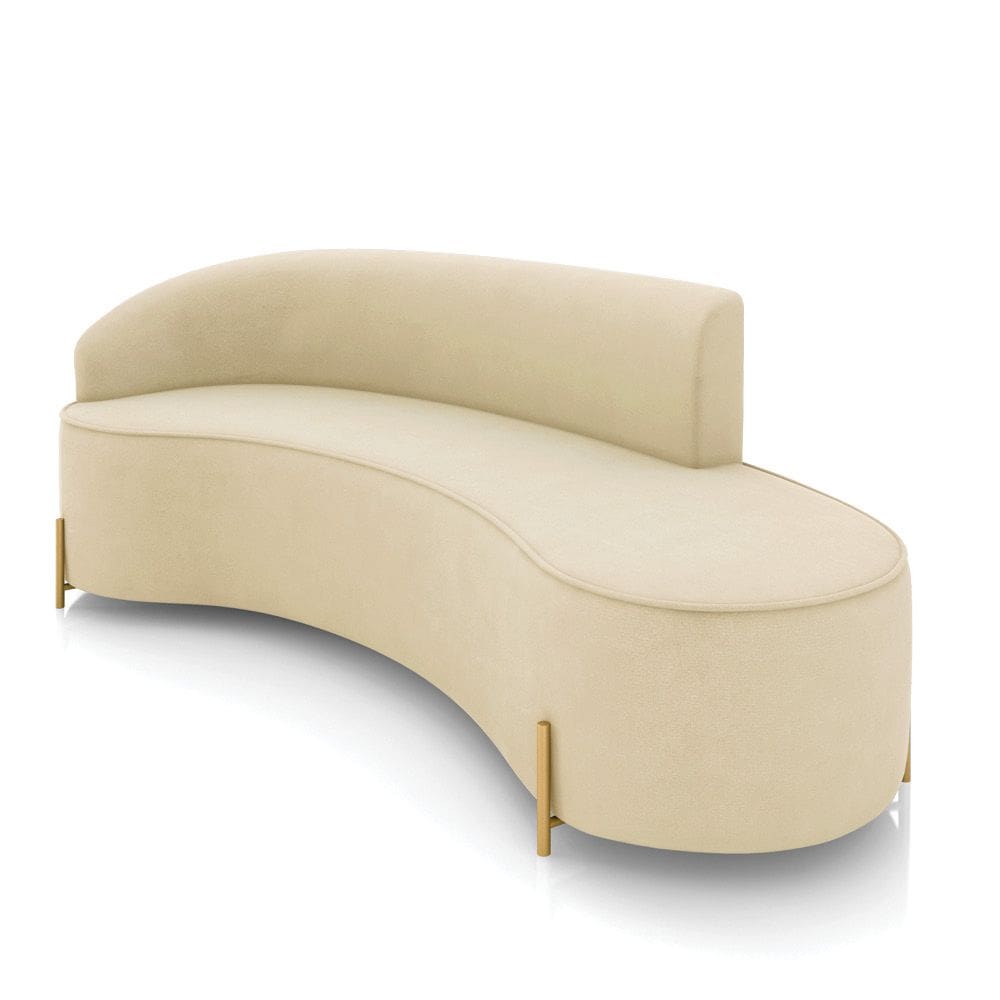 Sofá 4 Lugares Orgânico 220cm Pé Dourado Morgan Suede Bege D03 - D`Rossi