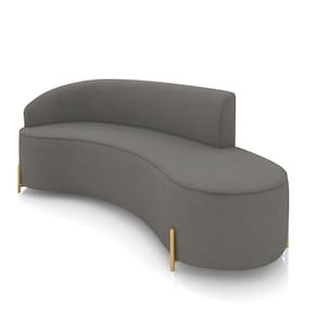 Sofá 4 Lugares Orgânico 220cm Pé Dourado Morgan Suede Grafite D03 - D`Rossi